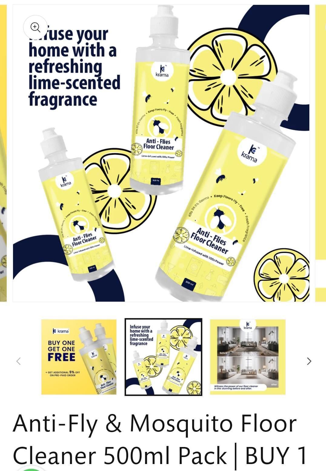 Anti-fly and Mosquito Floor Cleaner (200 ml) (Buy 1 Get 1 Free)