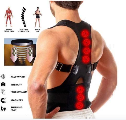 Magnetic Therapy Posture Corrector Shoulder Belt Back PainRelief & Abdomen Support Back & Abdomen Support (Black Color) Roposo Clout