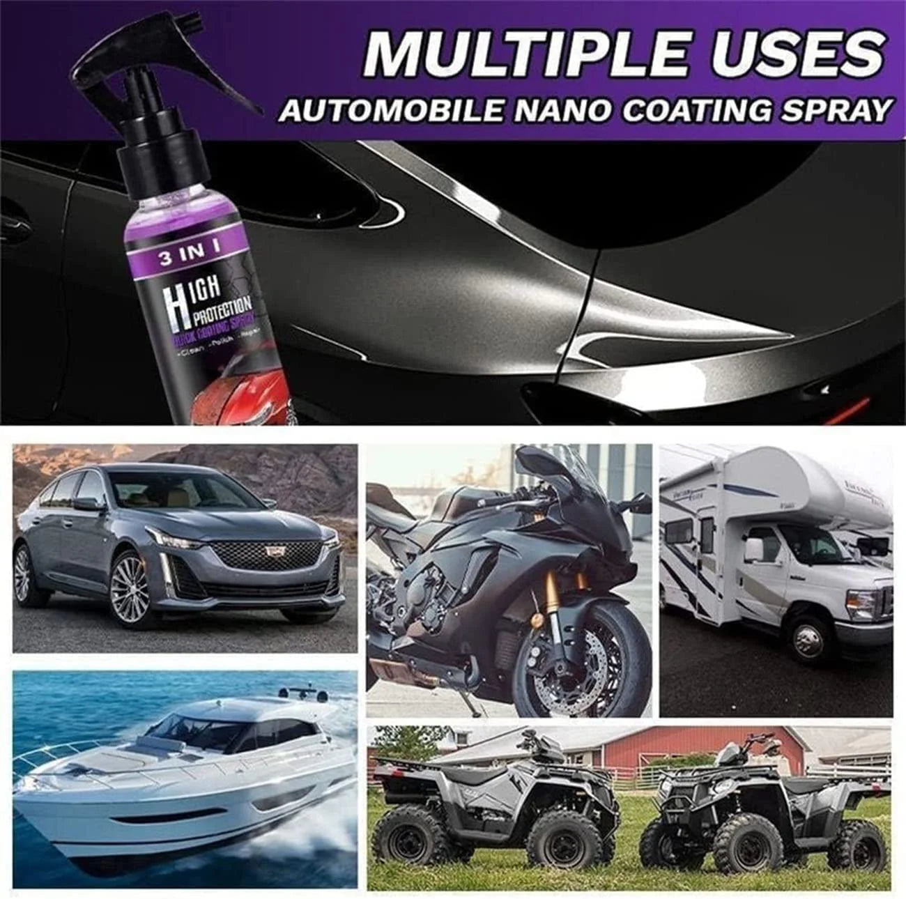 Ceramic Coating Rain Guard Wax Car Paint Protection Hydrophobic Spray (Buy 1 Get 1 Free)