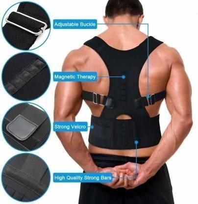 Magnetic Therapy Posture Corrector Shoulder Belt Back PainRelief & Abdomen Support Back & Abdomen Support (Black Color) Roposo Clout