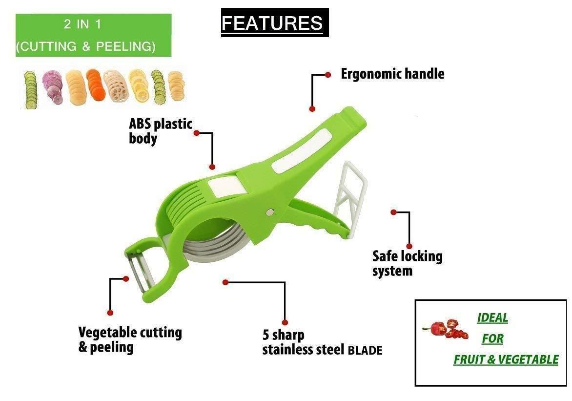 Vegetable Cutter 5 Sharp Blade with Peeler 2 in 1