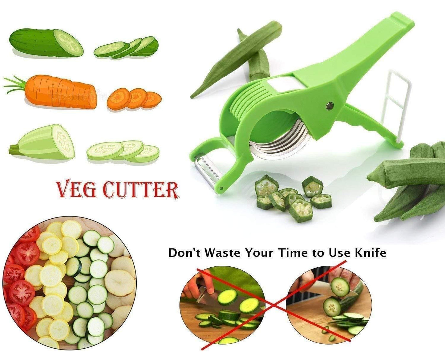 Vegetable Cutter 5 Sharp Blade with Peeler 2 in 1