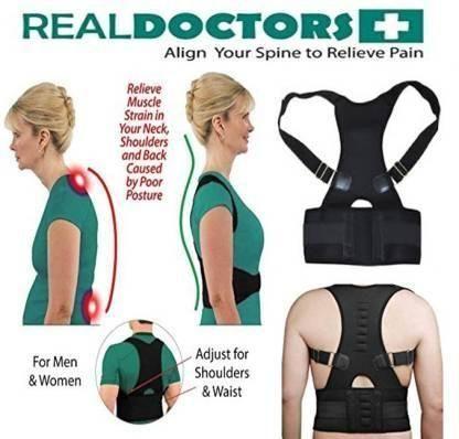 Magnetic Therapy Posture Corrector Shoulder Belt Back PainRelief & Abdomen Support Back & Abdomen Support (Black Color) Roposo Clout