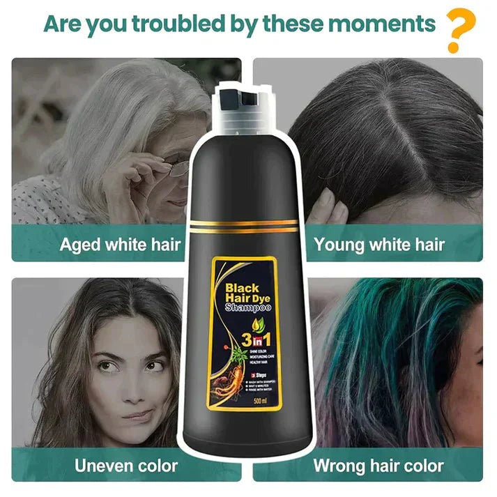 BLACK HAIR DYE SHAMPOO 3-IN-1 (BUY 1 GET 1 FREE)