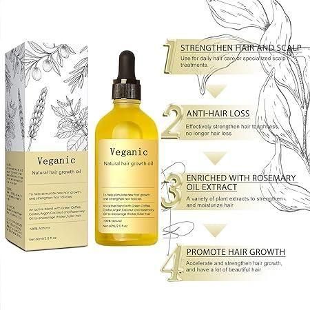 Vegan Natural Hair Growth Oil (Buy 1 Get 1 Free)