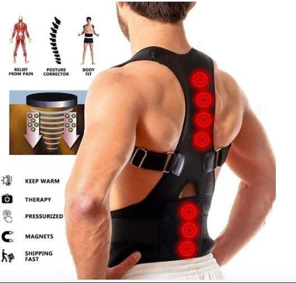 Magnetic Therapy Posture Corrector Shoulder Belt Back PainRelief & Abdomen Support Back & Abdomen Support (Black Color) Roposo Clout