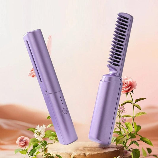 Meneflix Portable Mini Hair Straightener Cordless Rechargeable Mini Adjustable Hair Straightener Hot Comb Roposo Clout