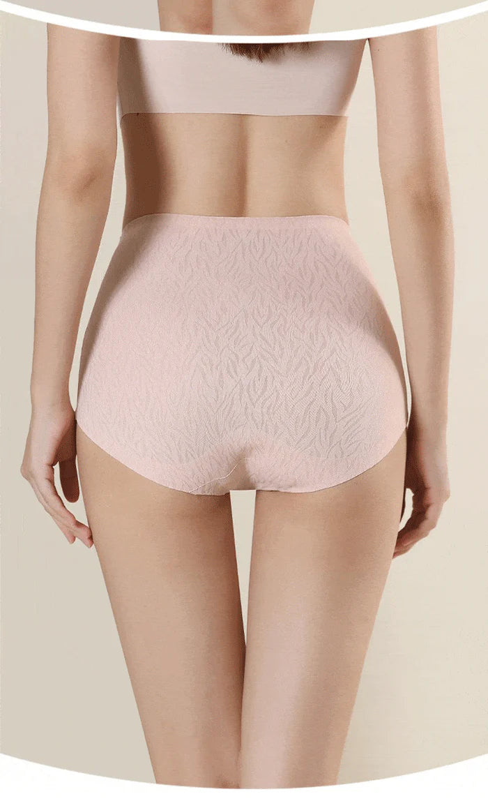 ElevateComfy seamless shapewear panties in black showing high-waist tummy control and butt lift features, 4-pack ElevateComfy shapewear panties collection in black, beige, white, and pink colors, ElevateComfy shapewear demonstrating 360-degree tummy control and butt lifting effect, ElevateComfy seamless shapewear size comparison showing perfect fit on different body types, Before and after results of ElevateComfy butt lift shapewear showing silhouette enhancement, Close-up of ElevateComfy seamless fabric 