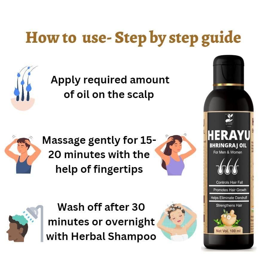 Herayu Bhringraj Ayurvedic Hair Oil Promote Hair growth, Hair Fall Control For Men & Women (Pack of 2) Roposo Clout