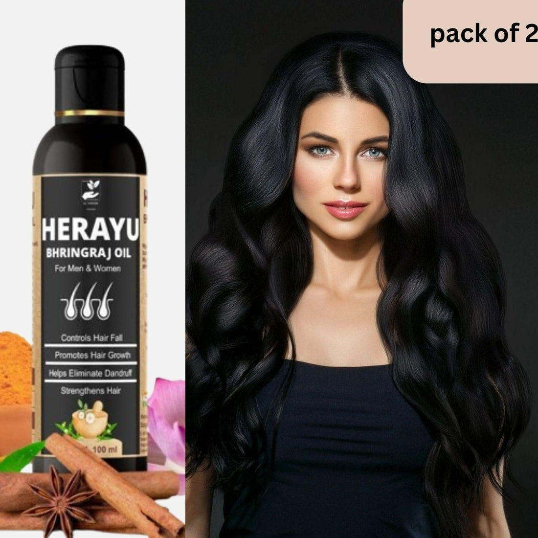 Herayu Bhringraj Ayurvedic Hair Oil Promote Hair growth, Hair Fall Control For Men & Women (Pack of 2) Roposo Clout